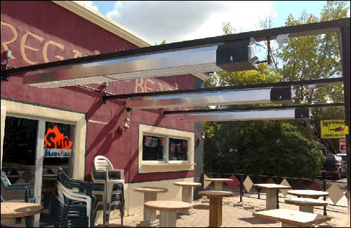 outdoor-infrared-patio-heaters-hung-from-steel-attached-to-building